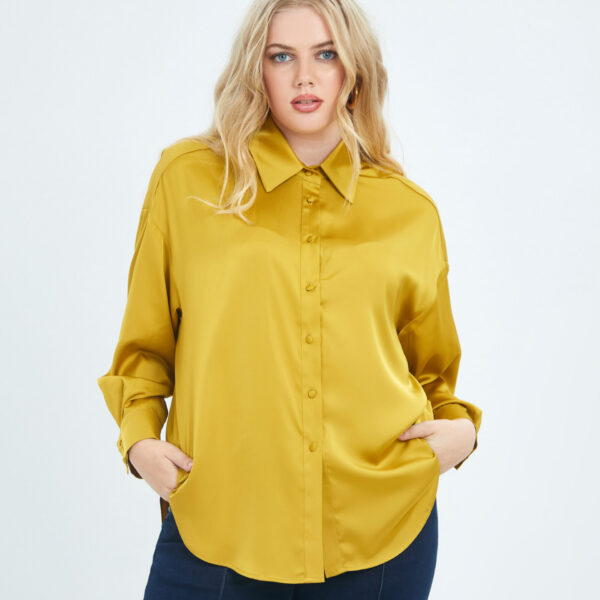 Chemise Mat Fashion jaune effet satin