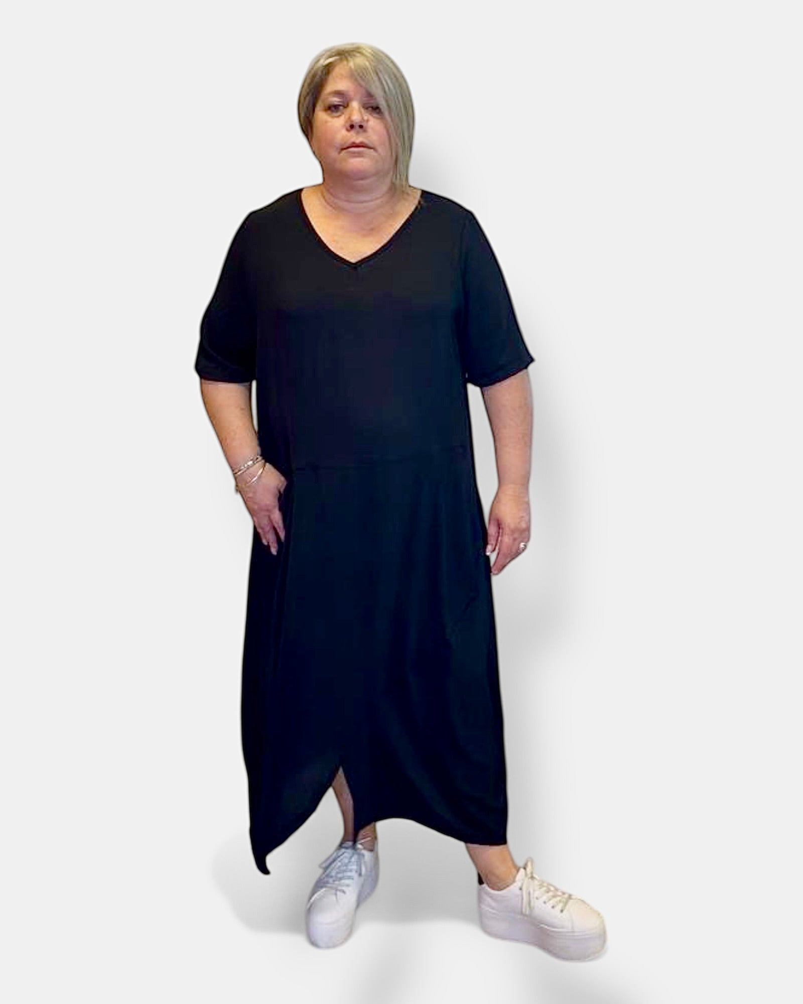 Robe longue grande taille noire G'Oze