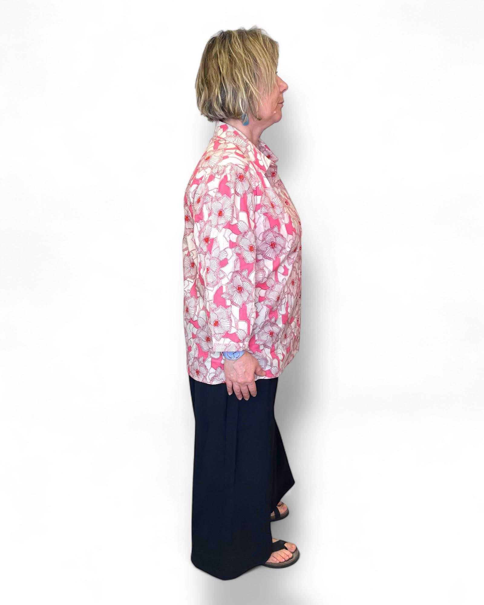Chemise coton à fleurs rose Agathe et Louise – Image 3