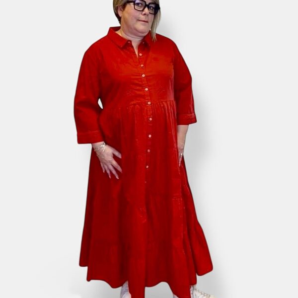 Robe à volants rouge grande taille Agathe et Louise