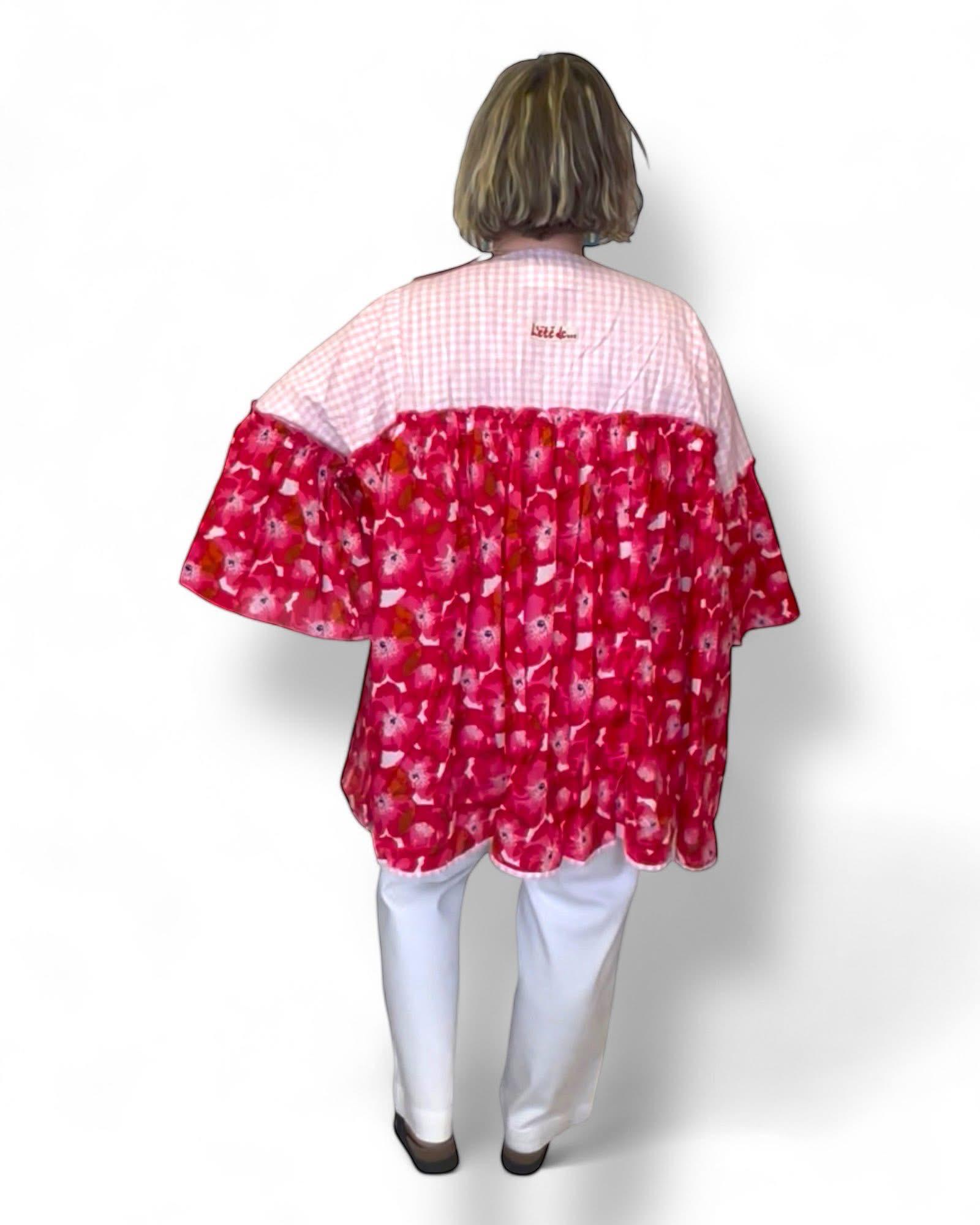 Tunique bohème l'Eté de Jeanne oversize coton fleurs et vichy – Image 3