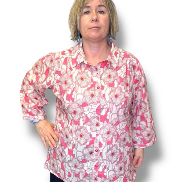 Chemise coton à fleurs rose Agathe et Louise