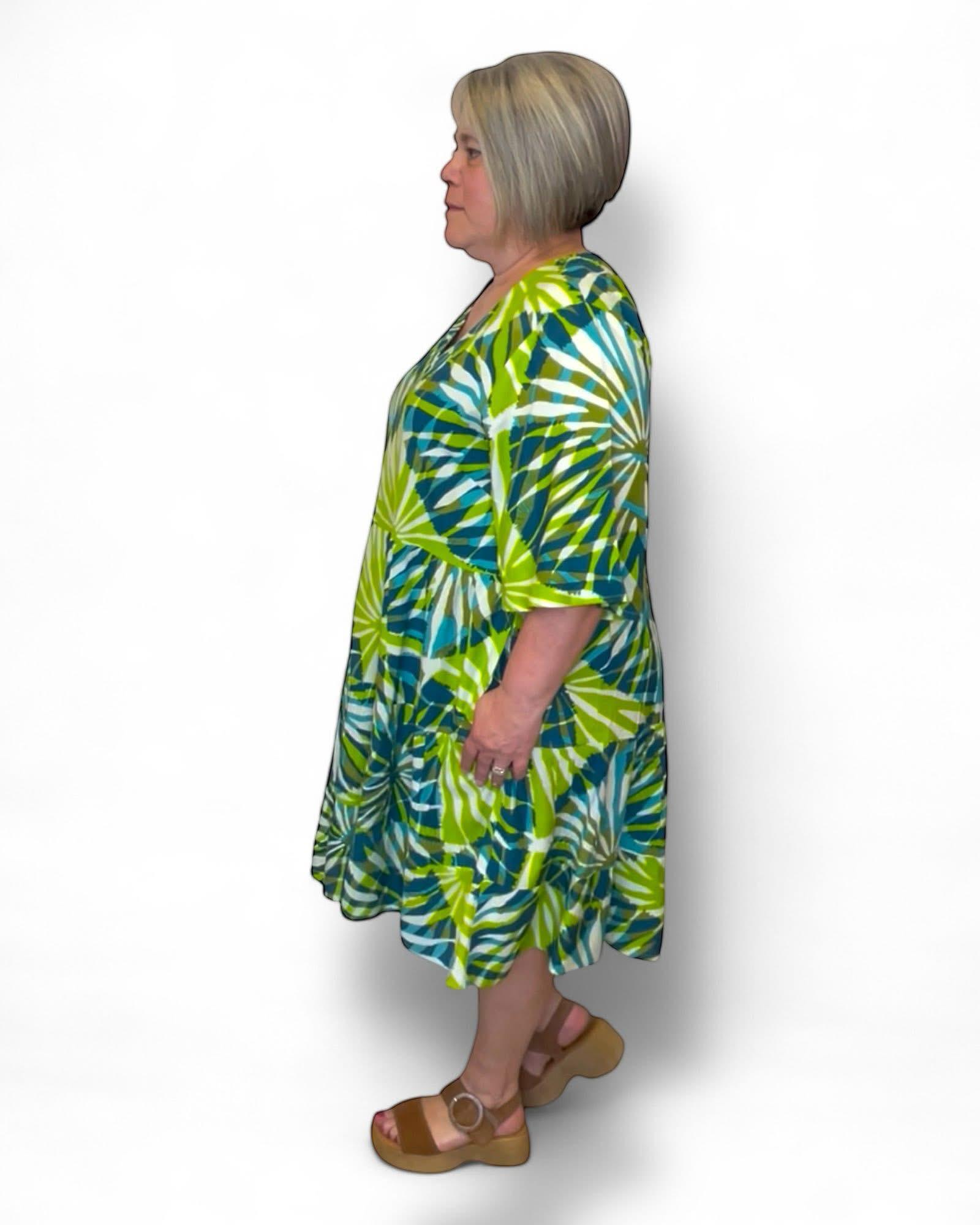 Robe tunique tropicale verte grande taille Agathe et Louise – Image 4